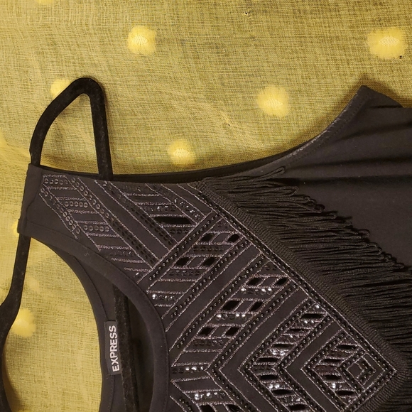 EUC 🖤 Express fringe modal flowy embellished tank - Picture 5 of 10